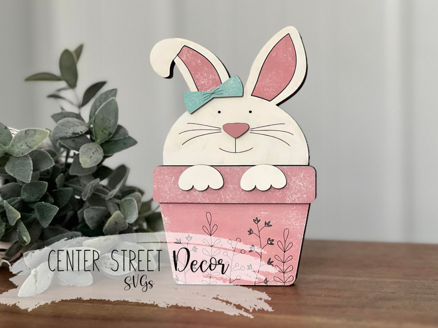 Bunny in Pot Shelf Sitter