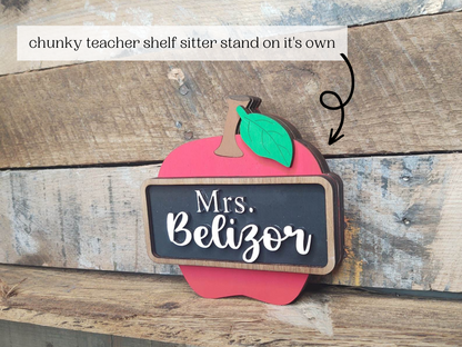Chalkboard Teacher Apple Shelf Sitter